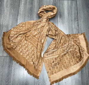 Christian Dior Oblique All Over Dior Print scarf Brown A008138